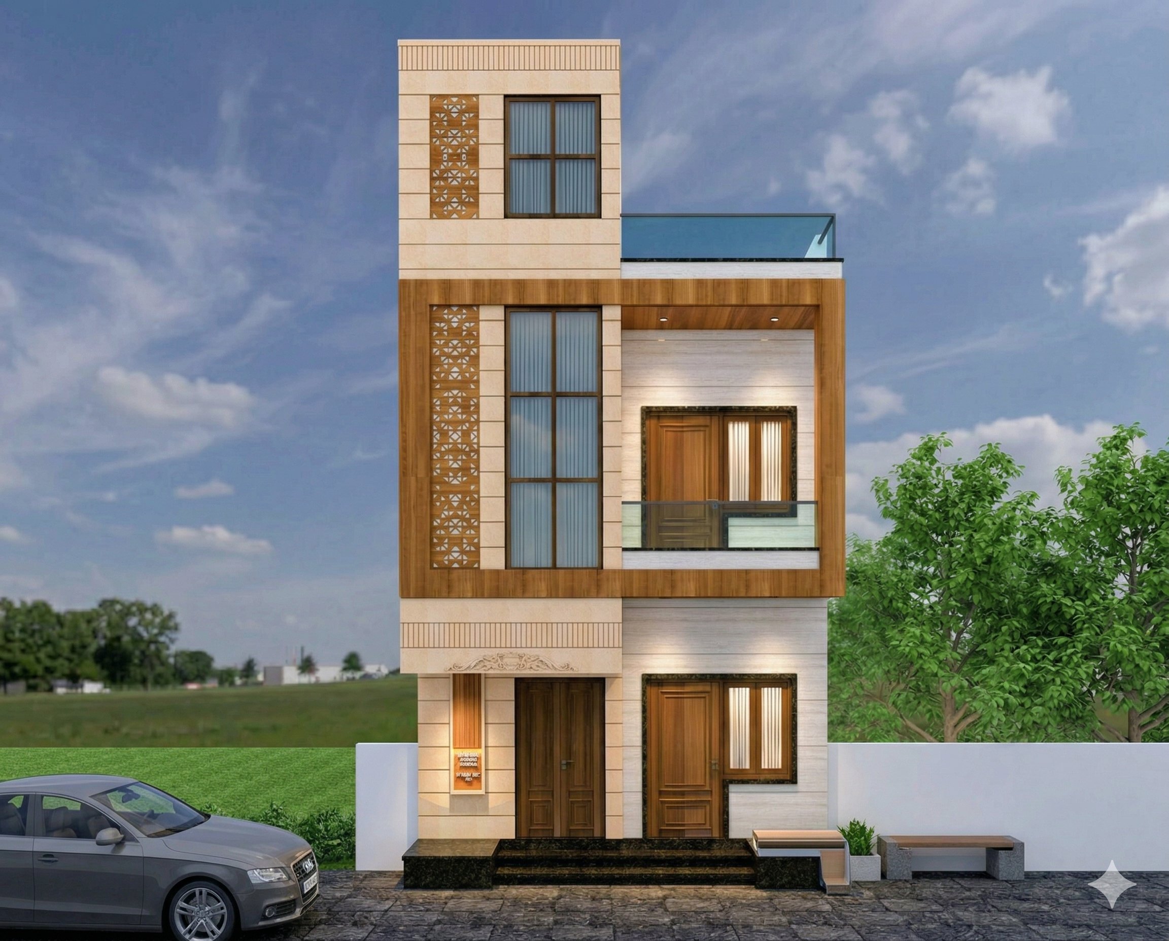 Exterior detailing with stone elevation
